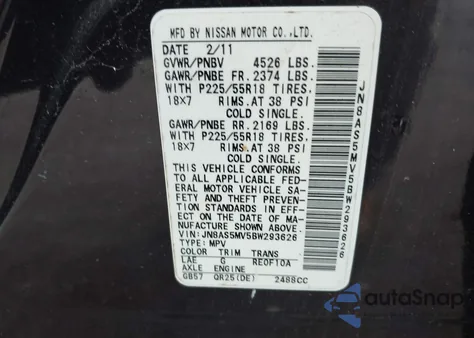 2011 Nissan Rogue Sv из США, поврежденный, VIN JN8AS5MV5BW293626